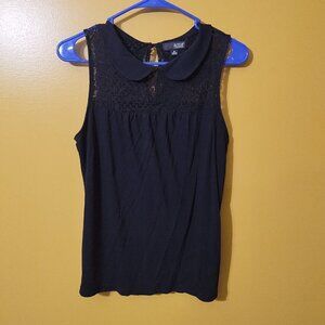 ANA Sleeveless Lace Inset Peter Pan Collar Blouse M Twee Whimsygoth Feminine